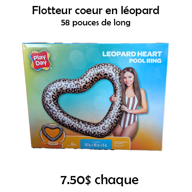 Coeur gonflable pour piscine léopard géant