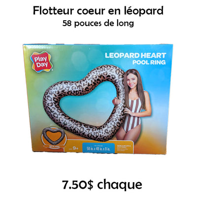 Coeur gonflable pour piscine léopard géant