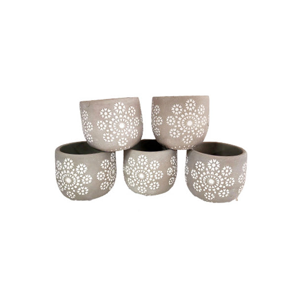 Pot de fleur 4 pouces en céramique 1 unité gris