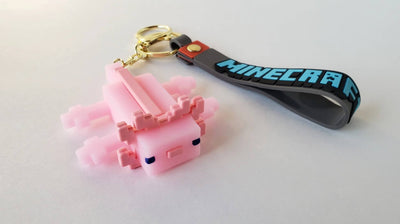 Porte-clé de Minecraft en silicone - Axolotl