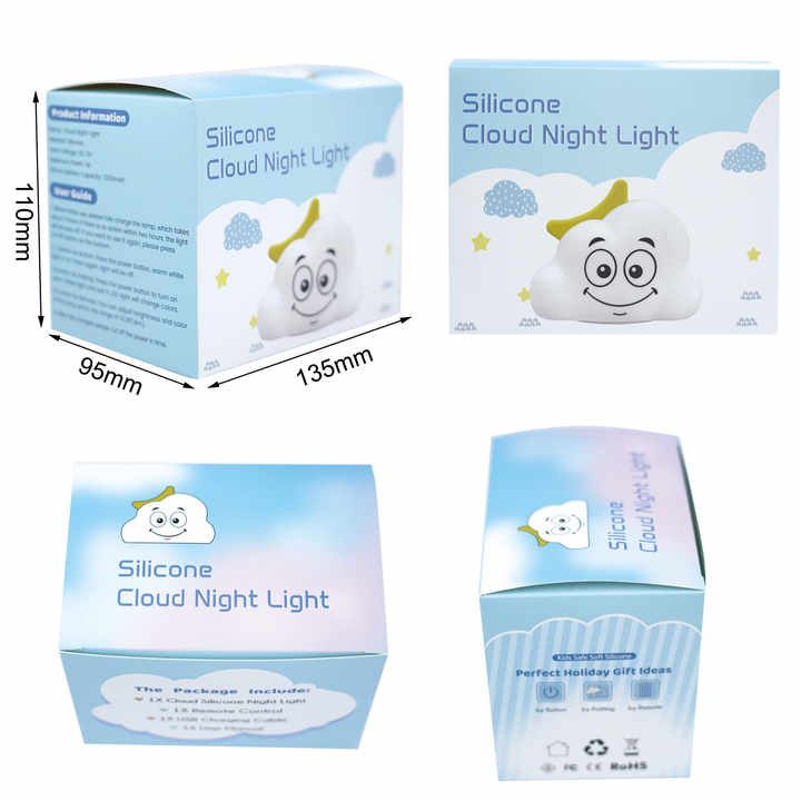 Veilleuse de nuit en silicone 16 couleurs tactile - Nuage