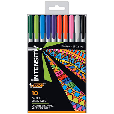 Crayons feutres fine pointe - Ensemble de 10 - Intensity - Bic