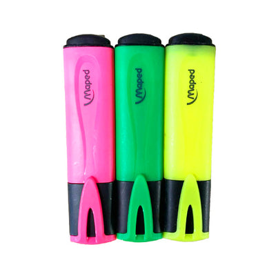 Surligneurs fluo - Trio 3 unités rose vert et jaune - Maped