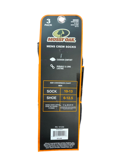 Bas de laine pour homme - paquet de 3 - Gris - Taille 10-13 - Mossy Oak