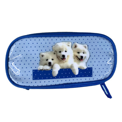 Étui à crayon - Chiens bleu