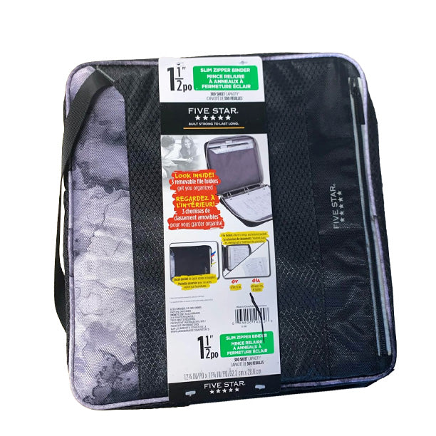 Cartable 1/2 pouces fermeture éclair - Five Star
