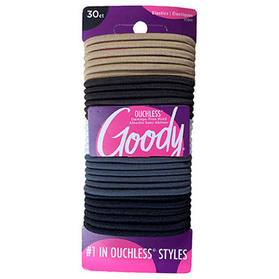 Élastiques Goody - Paquet de 30 - Noir, gris, blanc, et beige