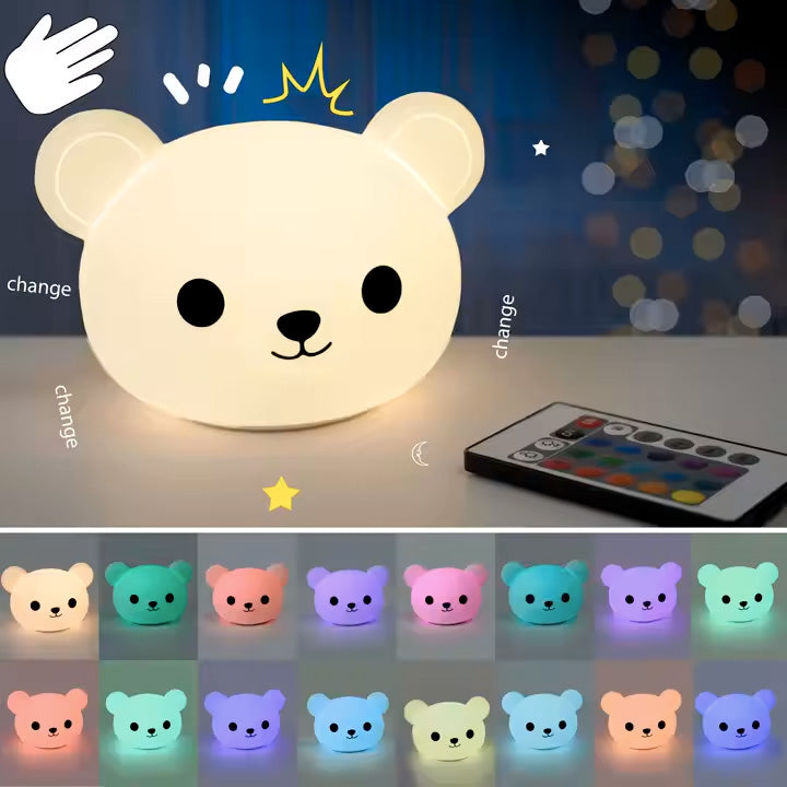 Veilleuse de nuit en silicone 16 couleurs tactile - Ours