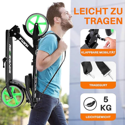 Trottinette pliable pour adultes et enfants - Hurtle - Renegade - Vert et noir
