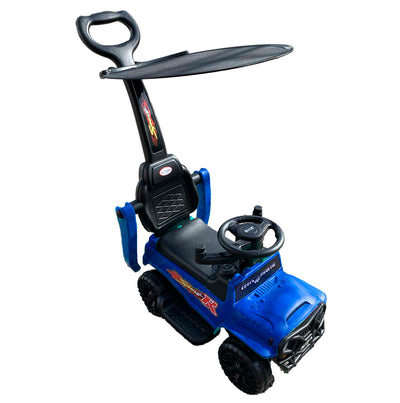 Voiturette pour enfants à pousser avec pare-soleil - Mega Car - Bleu