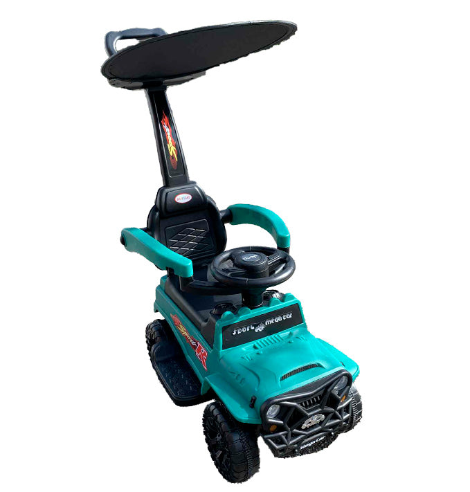 Voiturette pour enfants à pousser avec pare-soleil - Mega Car - Vert