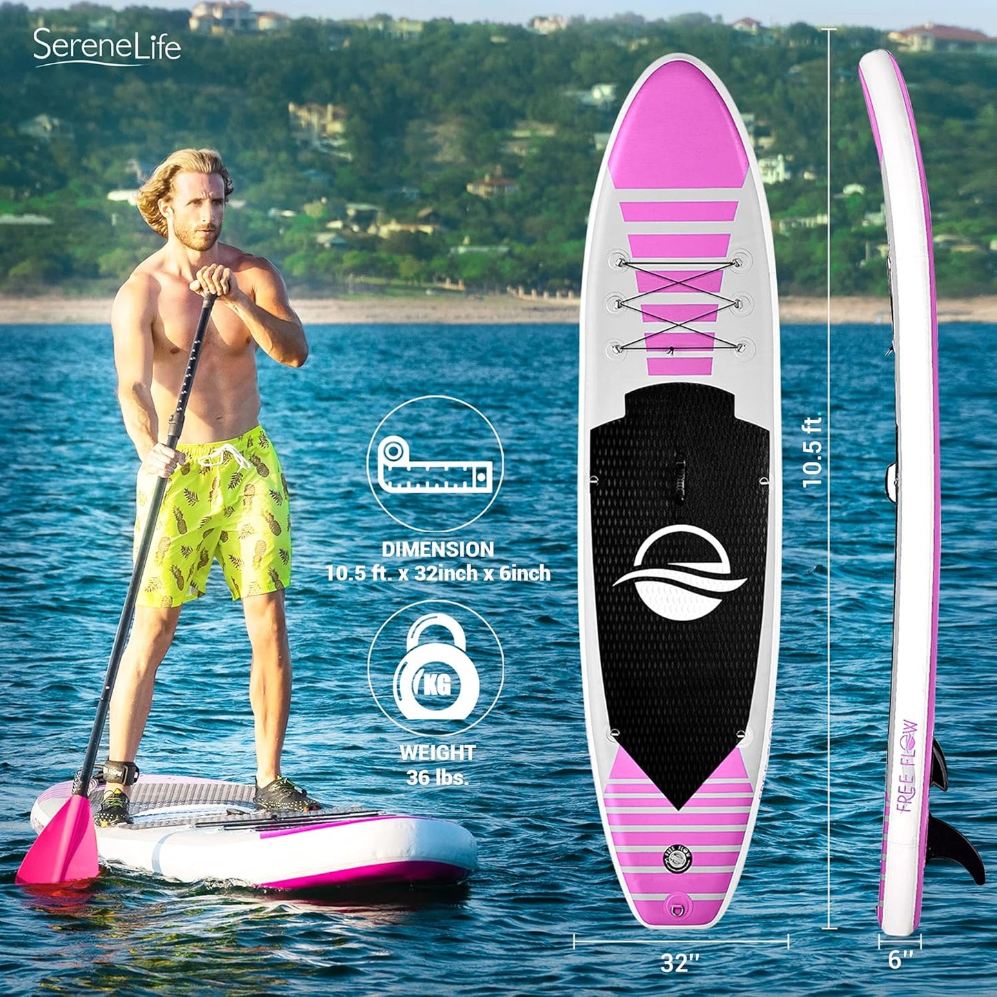 Ensemble pour Paddleboard 10 Pi. - Serenelife - Rose