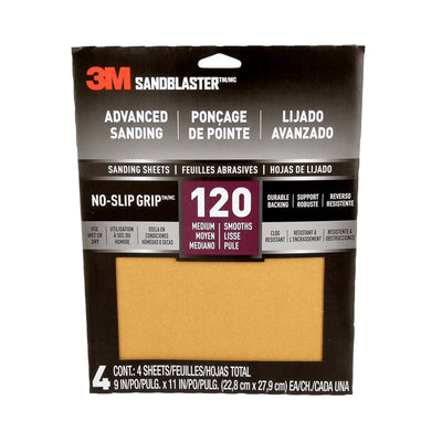 Papier pour sabler 120 grains - 3M - Paquets de 4 feuilles