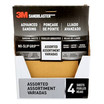 Papier pour sabler assorti 80-102-180 grains - 3M - Paquets de 4 feuilles