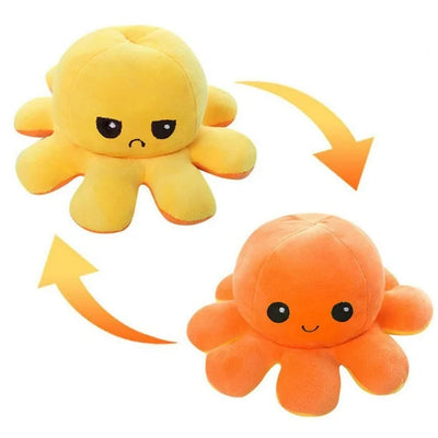 Peluche d'humeur réversible de pieuvre - Orange et jaune