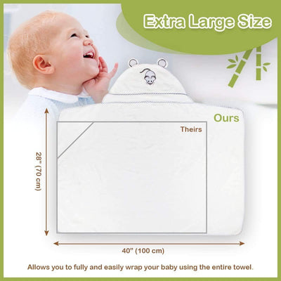 Serviette de bain pour bébé blanc en bambou organique - Liname