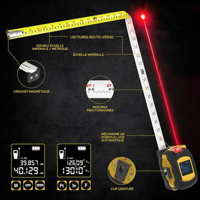 Ruban laser numérique à mesurer 2 en 1 - Lexivon