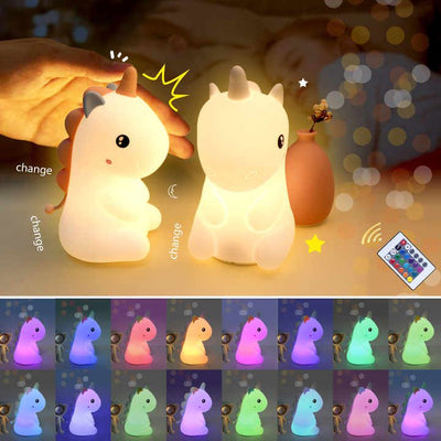 Veilleuse de nuit en silicone 16 couleurs tactile - Licorne