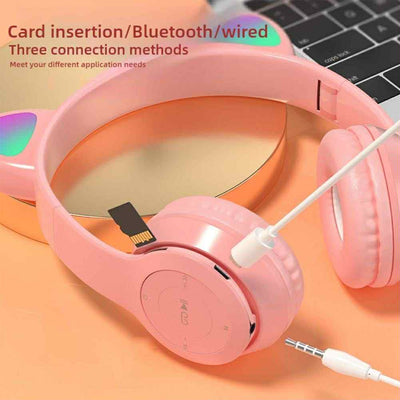 Écouteurs sans-fil bluetooth de chat - Bleu