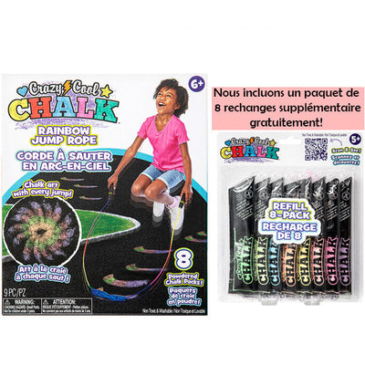 Corde à sauter arc-en-ciel - Crazy Chalk - Rechange supplémentaire inclus