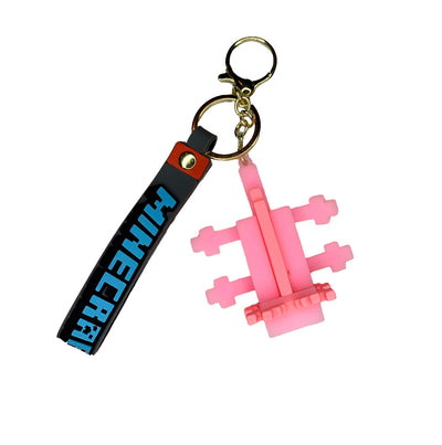 Porte-clé de Minecraft en silicone - Axolotl