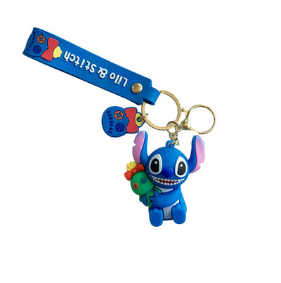 Porte-clé de Stitch en silicone - Stitch et Scrump