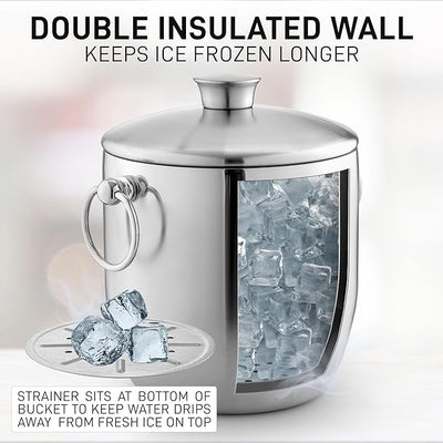Seau à glace en acier inoxydable double isolation - Zulay