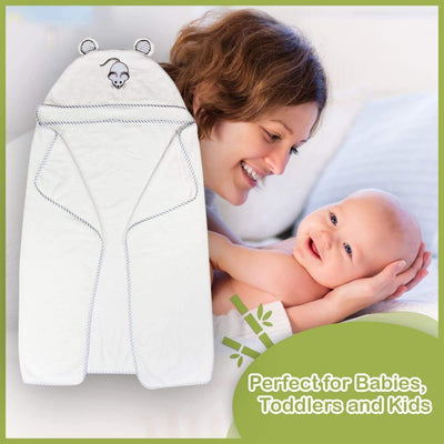 Serviette de bain pour bébé blanc en bambou organique - Liname