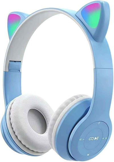 Écouteurs sans-fil bluetooth de chat - Bleu